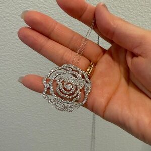 Dazzling Silver Rose Necklace